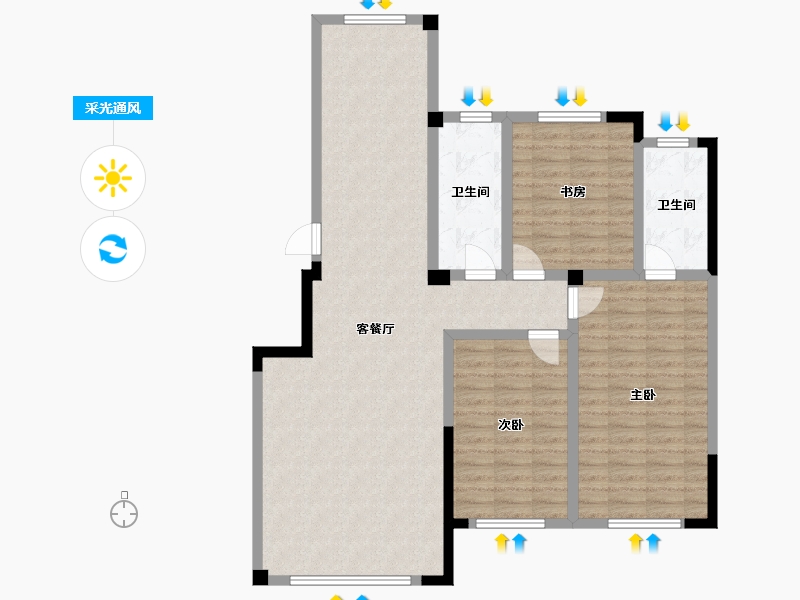 甘肃省-酒泉市-瀚海明珠花园(南区)-111.00-户型库-采光通风