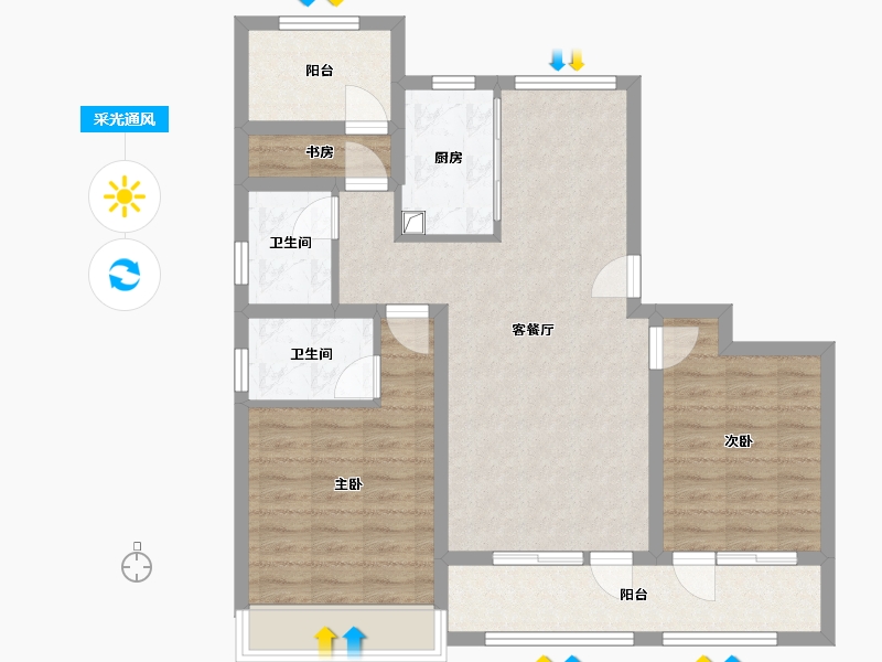 山东省-济宁市-运河春晓-95.20-户型库-采光通风