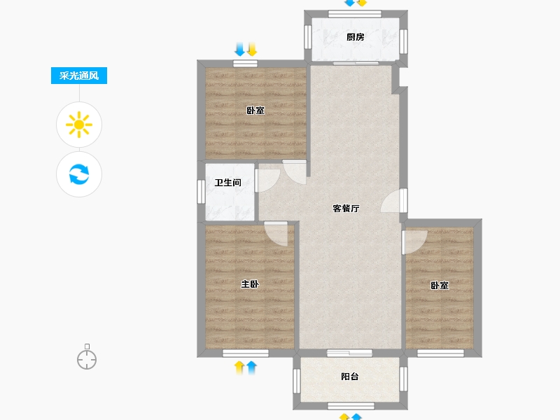 广东省-广州市-荷景-二区-80.00-户型库-采光通风