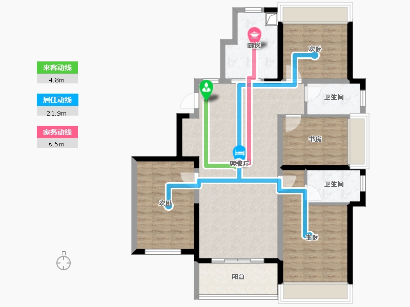 海南省-海口市-吉祥6号-107.04-户型库-动静线