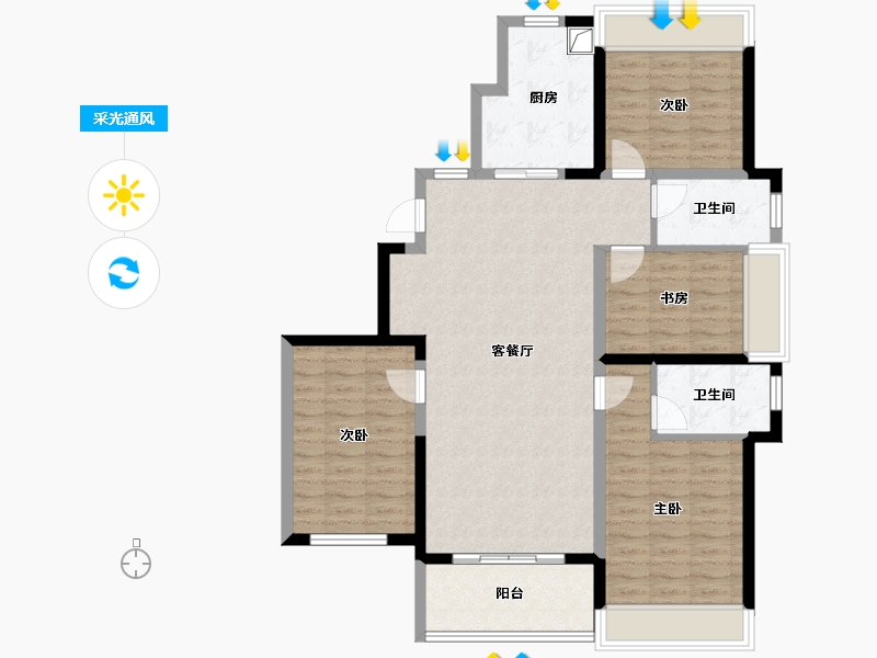 海南省-海口市-吉祥6号-107.04-户型库-采光通风