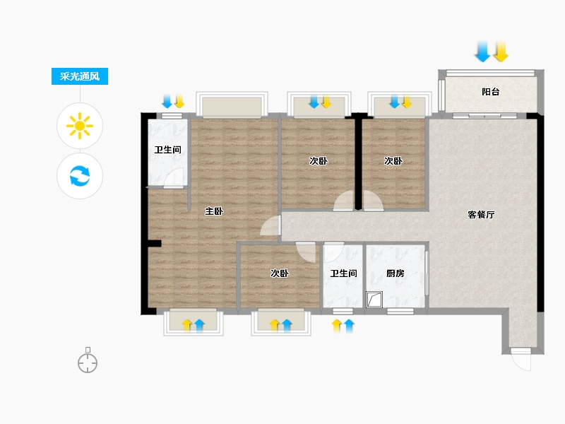 广西壮族自治区-梧州市-华府中心-121.72-户型库-采光通风