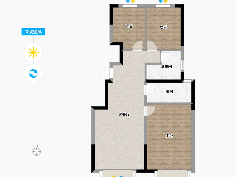 山西省-太原市-紫云府-80.00-户型库-采光通风