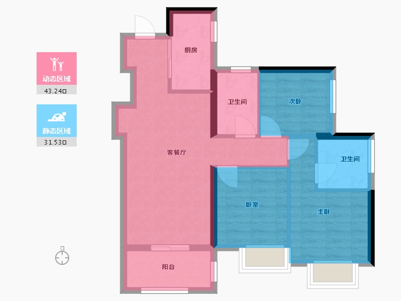 广东省-深圳市-坪山城投·鸿鹄里-66.21-户型库-动静分区