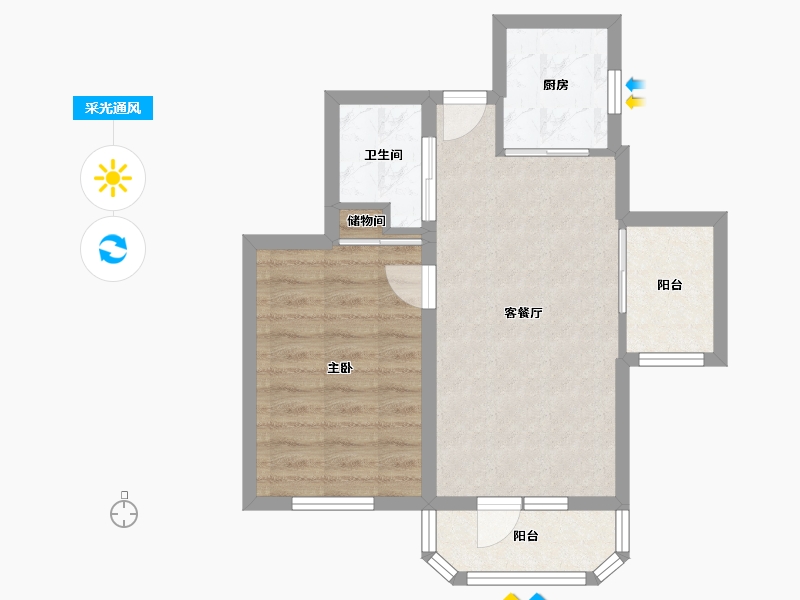 北京-北京市-芳城园-52.80-户型库-采光通风