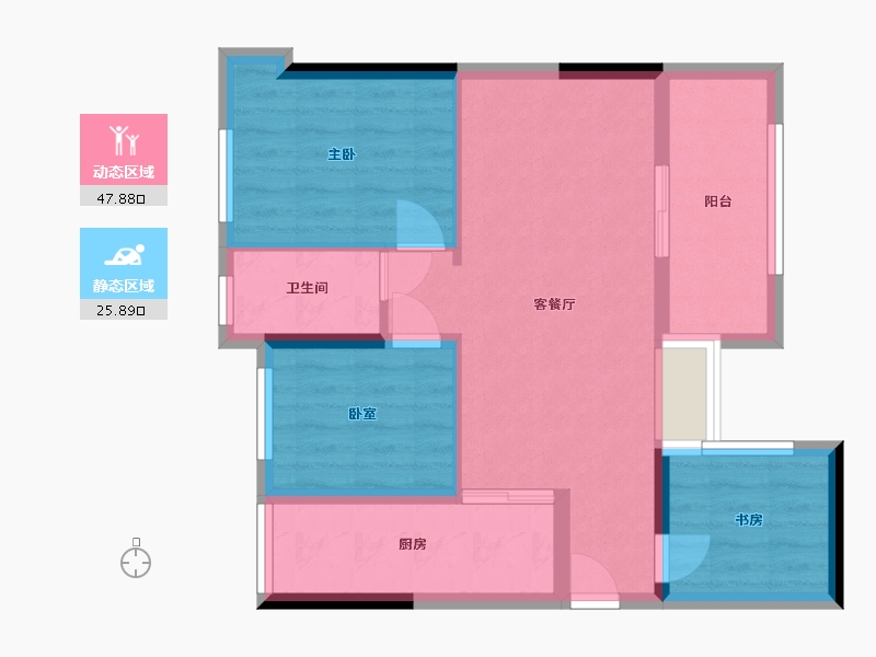 广东省-湛江市-达智·佳境花园-65.36-户型库-动静分区