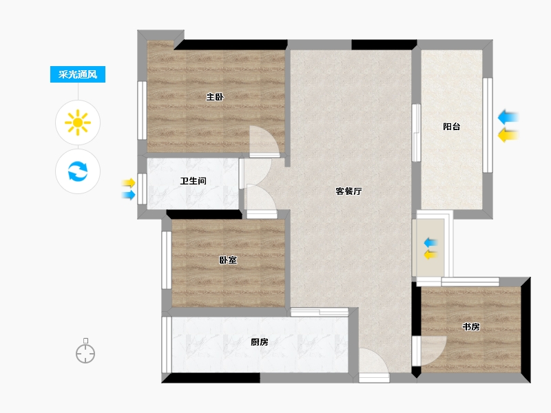 广东省-湛江市-达智·佳境花园-65.36-户型库-采光通风