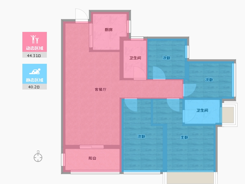 广东省-广州市-雅居乐花城雅郡-76.00-户型库-动静分区