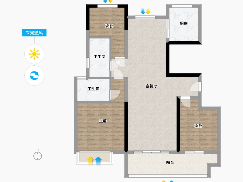 河南省-濮阳市-翰林苑-102.40-户型库-采光通风