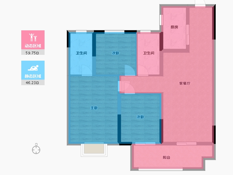 河南省-濮阳市-翰林苑-94.40-户型库-动静分区