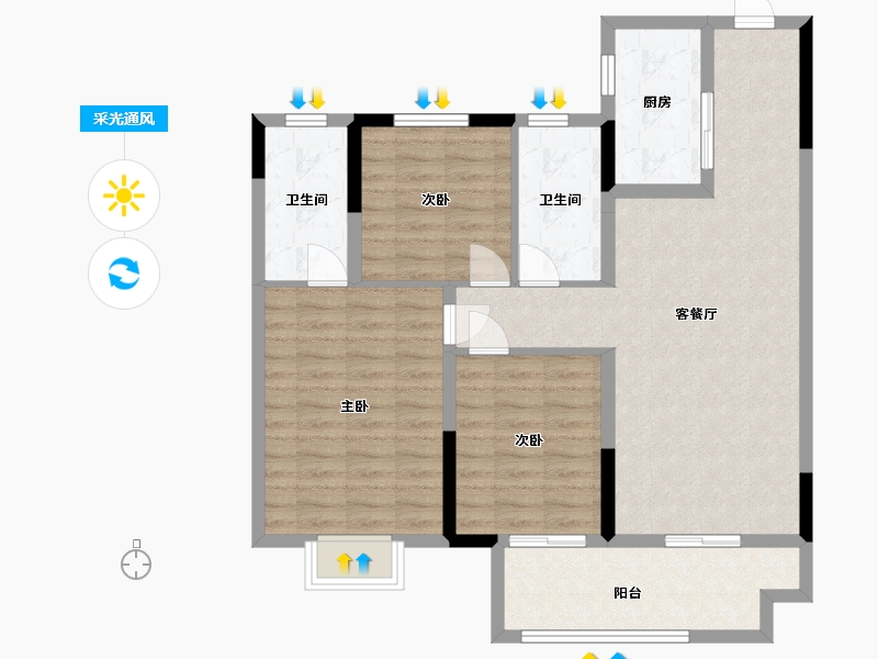 河南省-濮阳市-翰林苑-94.40-户型库-采光通风