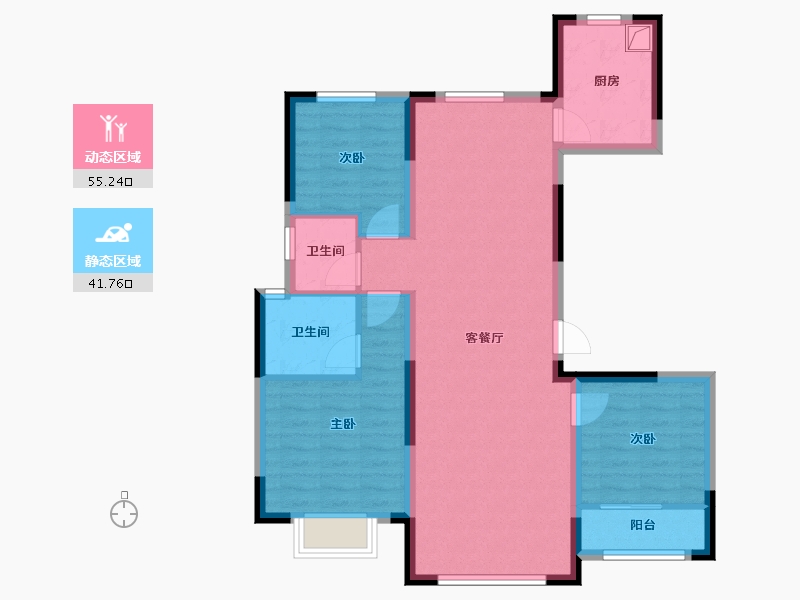 山东省-济南市-汶阳小区东区-96.00-户型库-动静分区