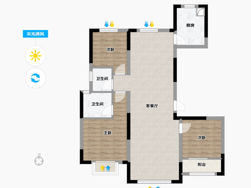 山东省-济南市-汶阳小区东区-96.00-户型库-采光通风