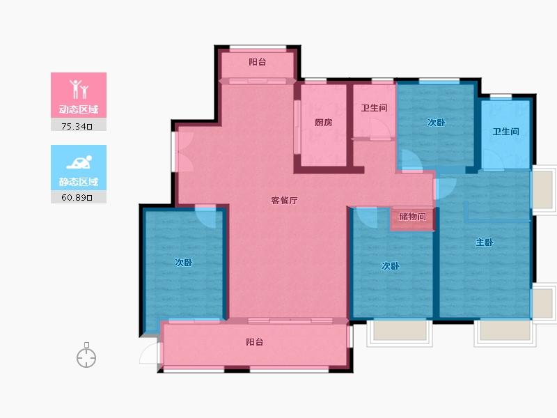 浙江省-宁波市-博文苑-127.00-户型库-动静分区