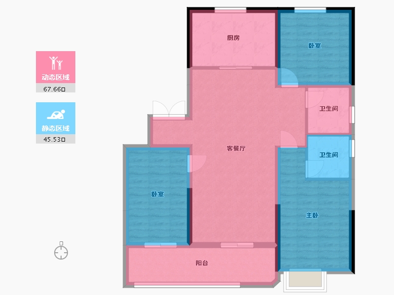 山东省-潍坊市-蔚蓝海岸-108.80-户型库-动静分区