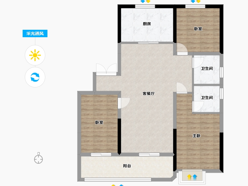 山东省-潍坊市-蔚蓝海岸-108.80-户型库-采光通风