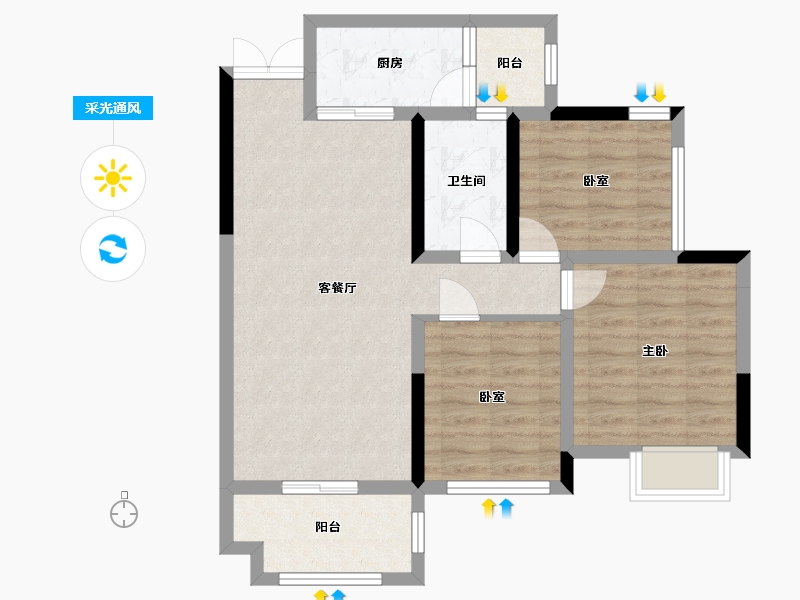 四川省-德阳市-中盛·金尊御府-78.33-户型库-采光通风