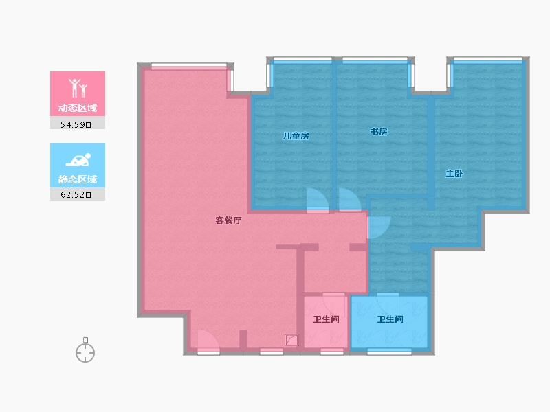 辽宁省-沈阳市-民贵家园-102.00-户型库-动静分区