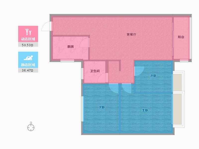 云南省-昆明市-大华东湖苑-87.70-户型库-动静分区