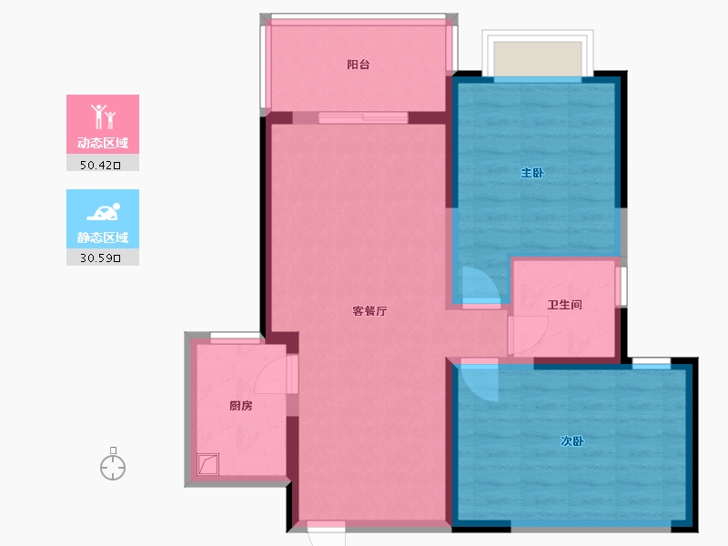 陕西省-西安市-黄金嘉境-72.00-户型库-动静分区