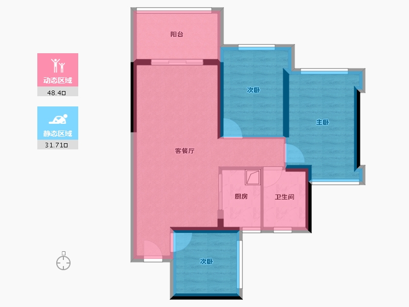 广东省-湛江市-达智·佳境花园-70.84-户型库-动静分区