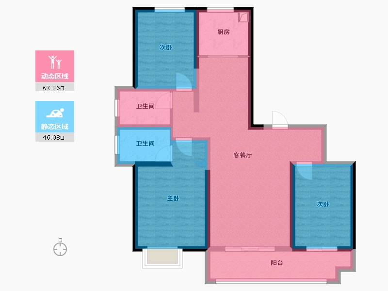 陕西省-西安市-唐樾六和坊-107.20-户型库-动静分区