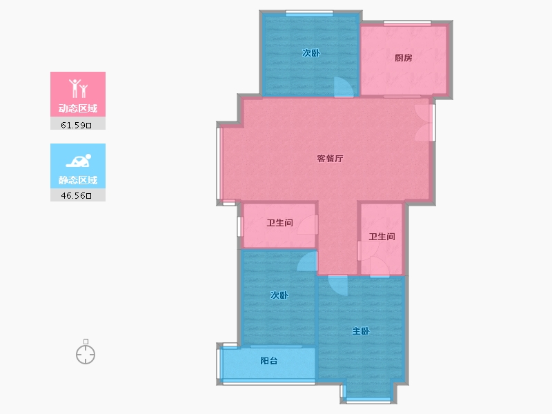 浙江省-杭州市-滨康二苑-105.14-户型库-动静分区