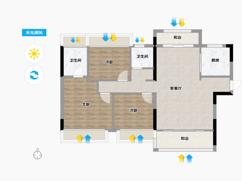 江西省-抚州市-兴瑞学府-86.82-户型库-采光通风