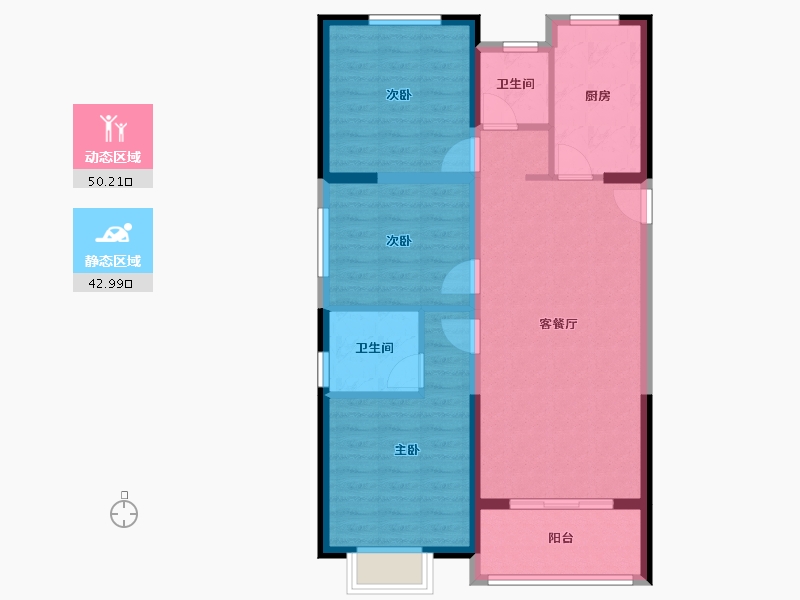 陕西省-西安市-锦绣嘉园-83.60-户型库-动静分区