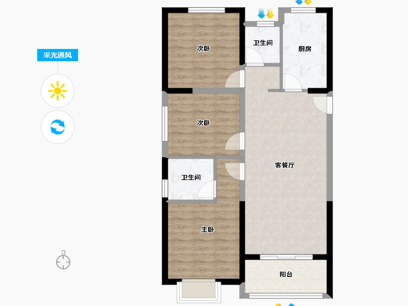 陕西省-西安市-锦绣嘉园-83.60-户型库-采光通风