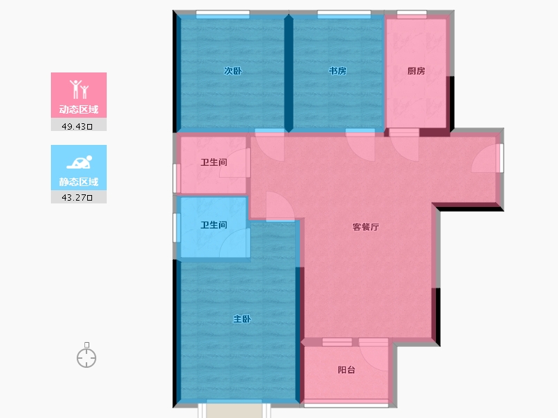 河北省-廊坊市-荣盛锦绣天悦-83.30-户型库-动静分区