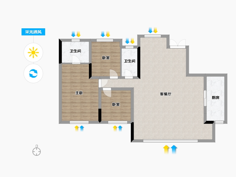 四川省-成都市-明信公园四季-110.82-户型库-采光通风