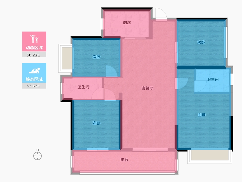 湖南省-岳阳市-辰华时光里-97.60-户型库-动静分区