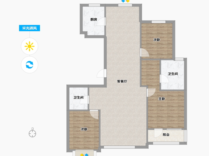 河北省-唐山市-壹号院-112.26-户型库-采光通风