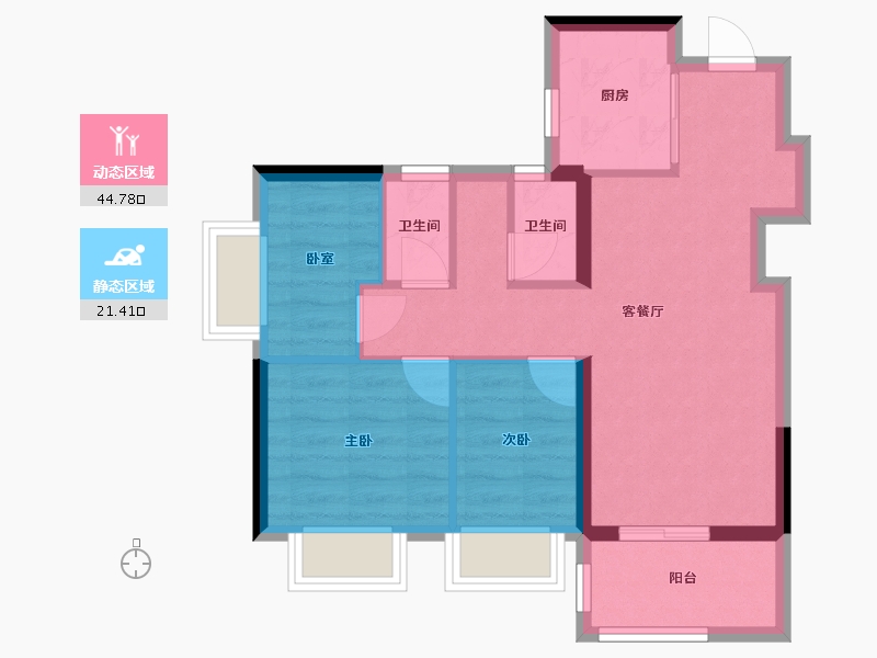 广东省-深圳市-坪山城投·鸿鹄里-58.40-户型库-动静分区