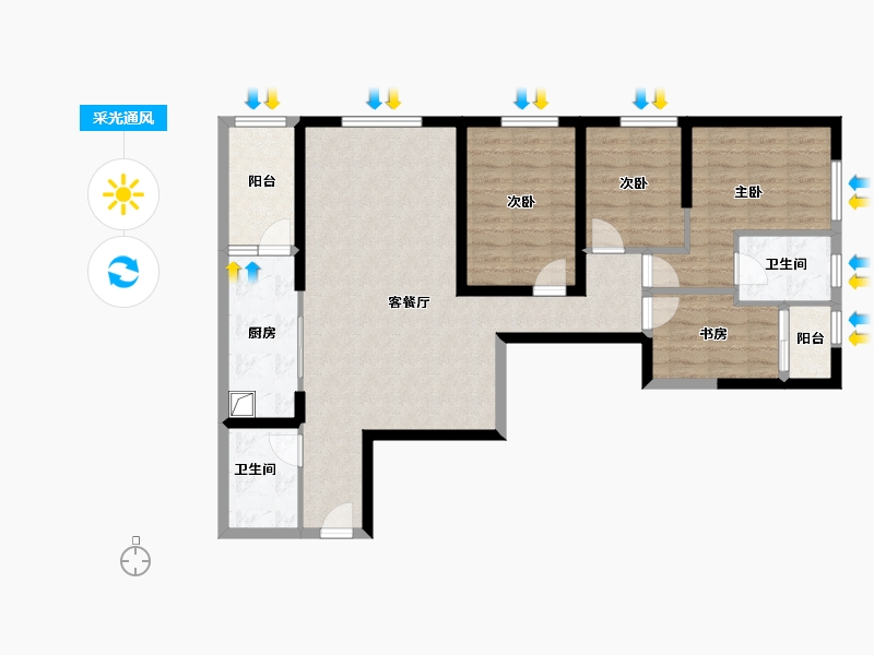 云南省-昆明市-俊发龙泉俊园-106.00-户型库-采光通风