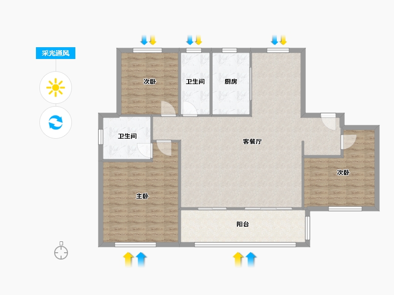 山东省-临沂市-奥正诚园-116.00-户型库-采光通风