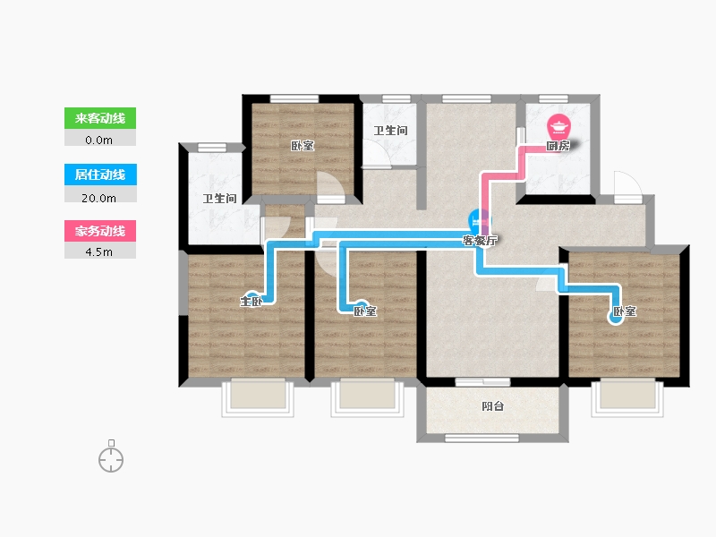 陕西省-西安市-恒志云都-105.00-户型库-动静线