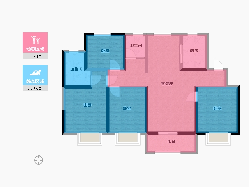 陕西省-西安市-恒志云都-105.00-户型库-动静分区