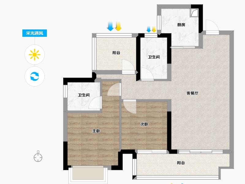 广东省-肇庆市-东原印江山-71.20-户型库-采光通风