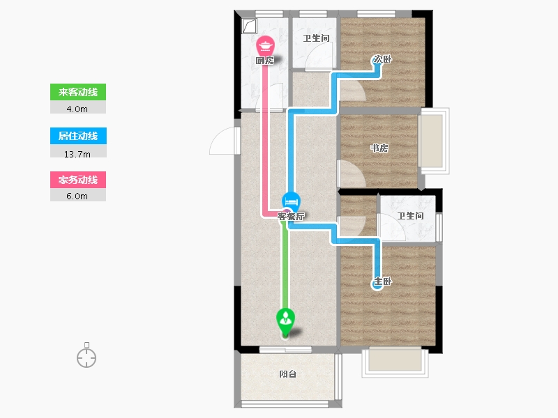 浙江省-宁波市-河山悦府-76.80-户型库-动静线