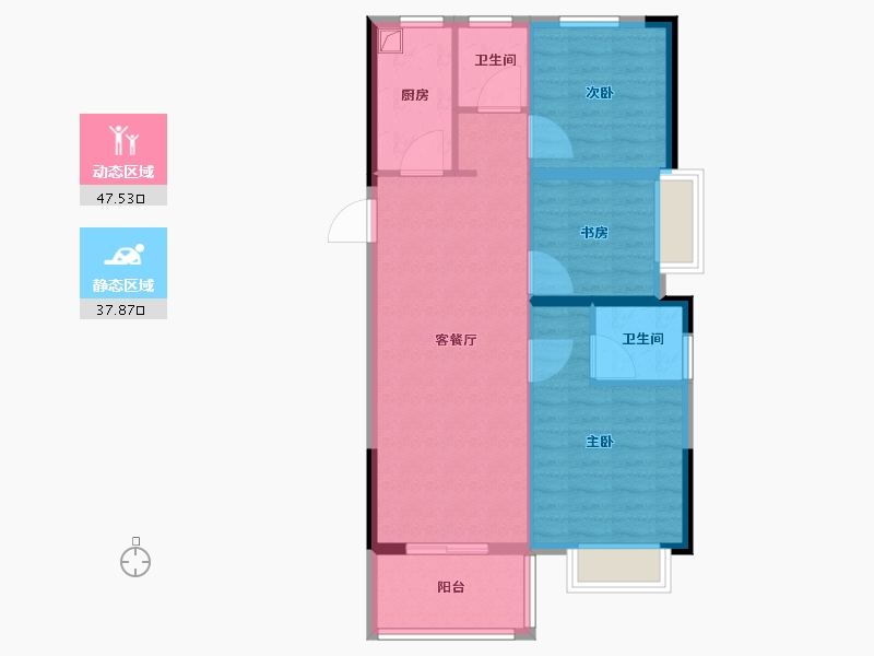 浙江省-宁波市-河山悦府-76.80-户型库-动静分区