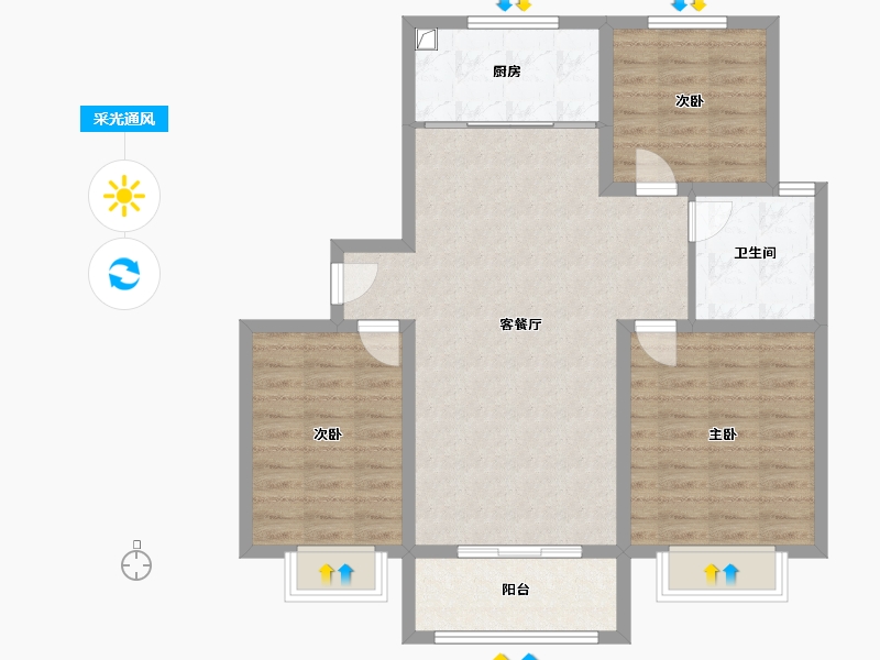 山东省-菏泽市-陶城怡景-89.70-户型库-采光通风