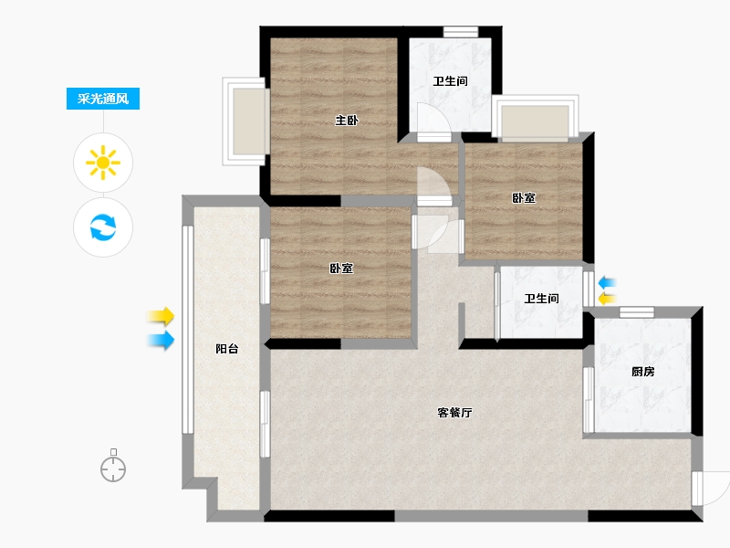 广东省-汕头市-碧桂园-90.03-户型库-采光通风