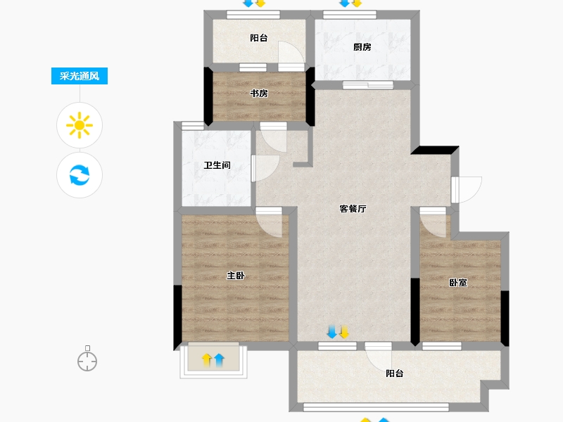 山东省-青岛市-保利云禧-80.09-户型库-采光通风