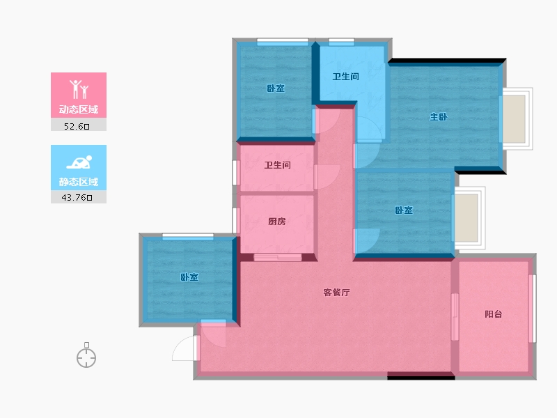 广东省-湛江市-达智·佳境花园-85.61-户型库-动静分区