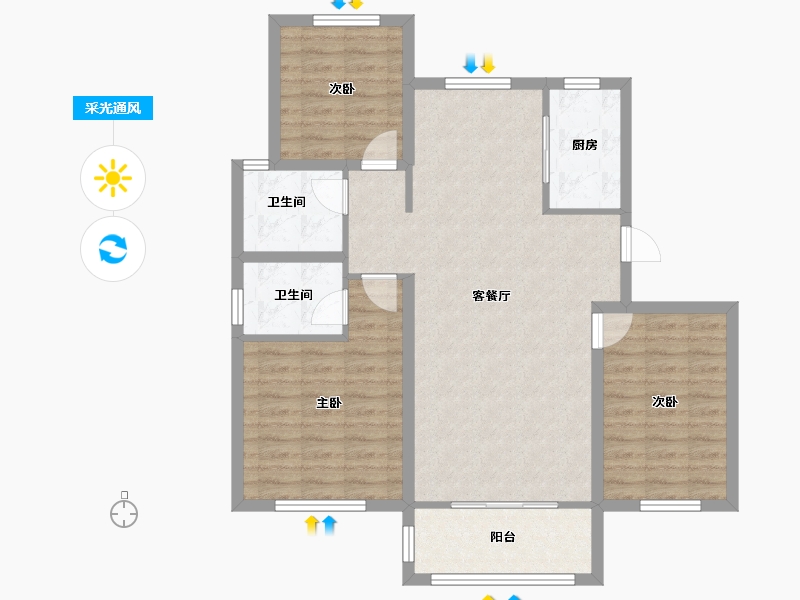 山东省-潍坊市-龙苑尚城-102.40-户型库-采光通风