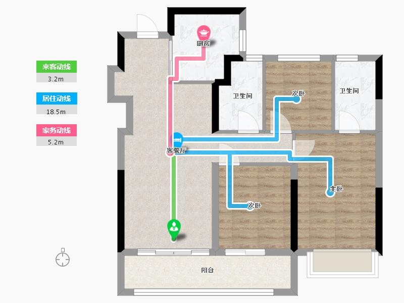 浙江省-杭州市-万科朗拾湖著-77.01-户型库-动静线