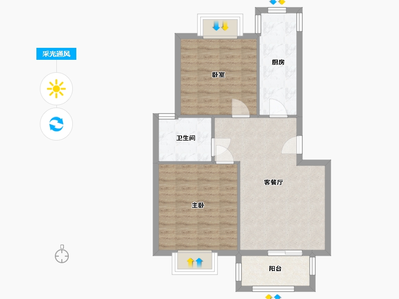 上海-上海市-华江·嘉城-66.90-户型库-采光通风