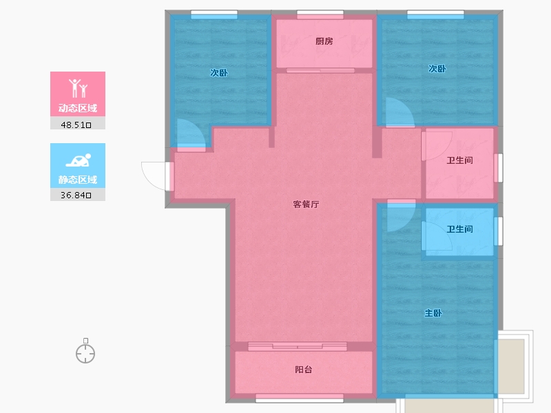 河北省-沧州市-龙樾府-85.60-户型库-动静分区